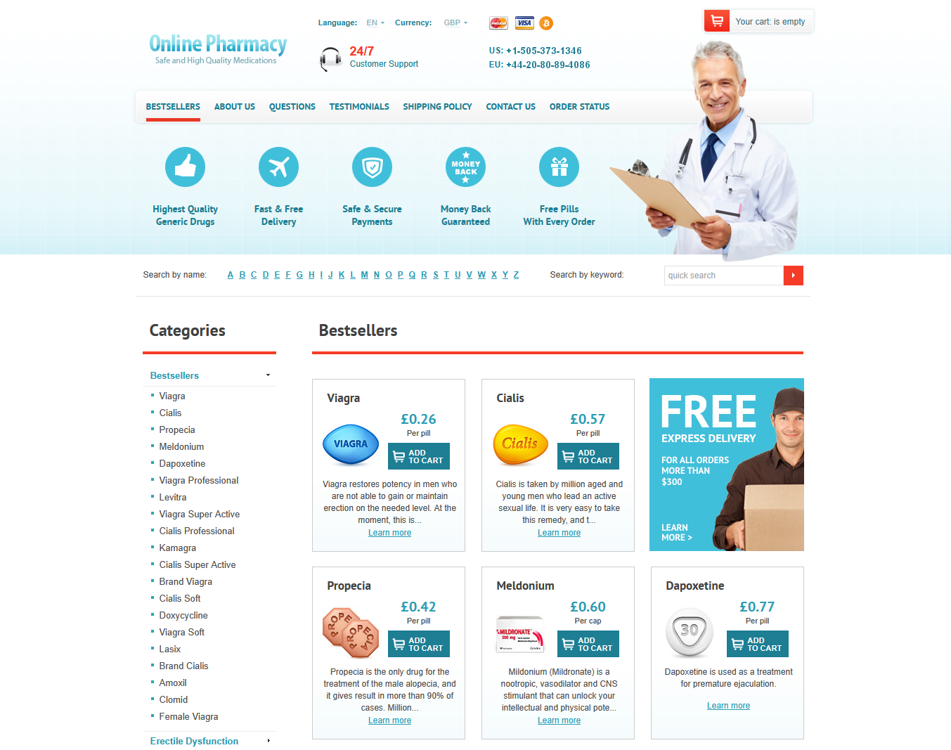 1 Rx Shop homepage layout