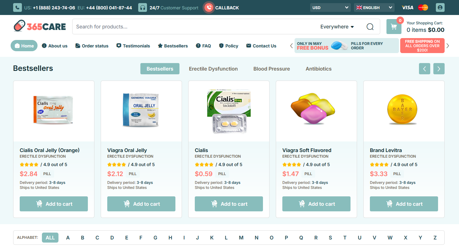 365CarePrime homepage layout