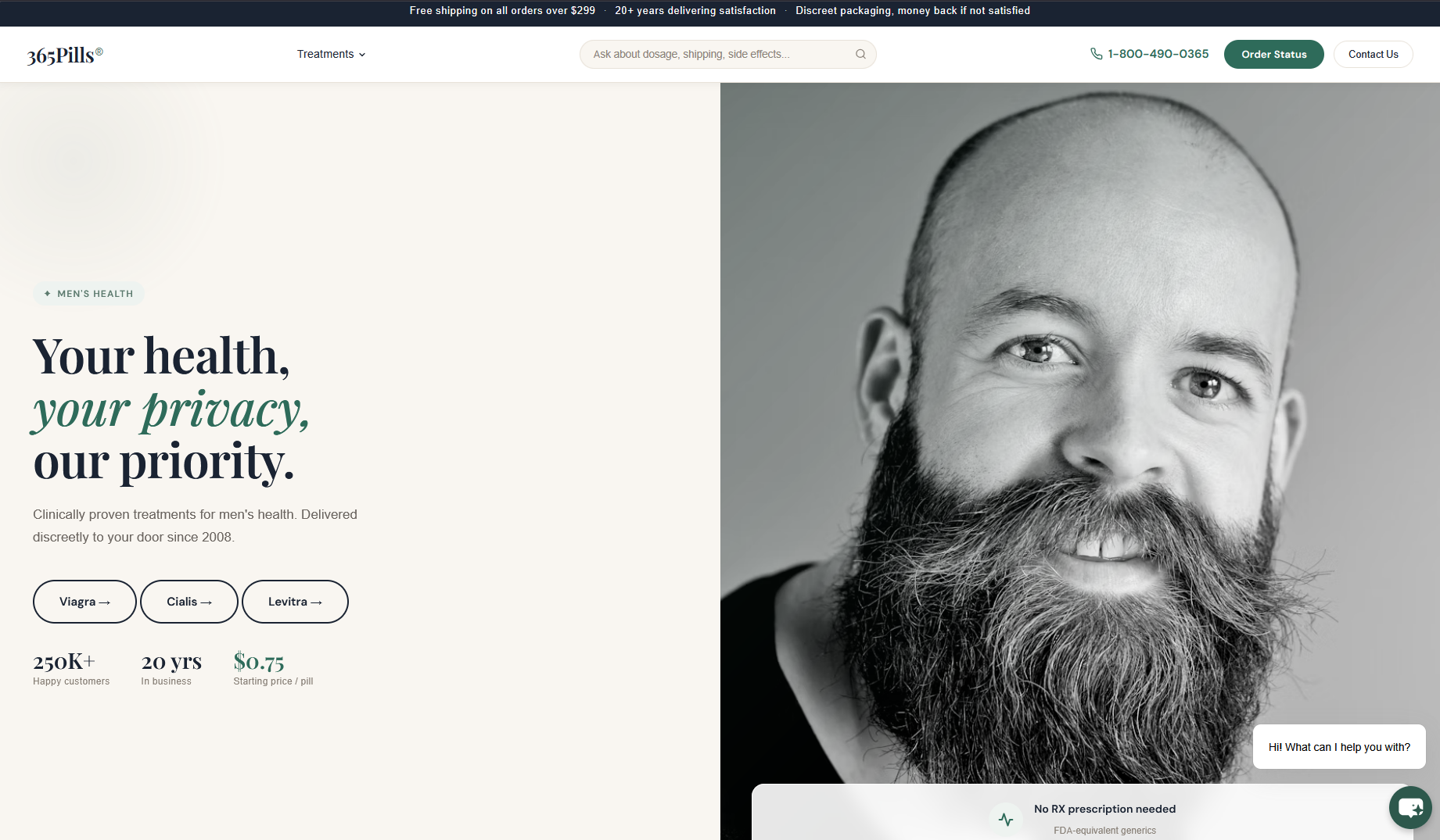 365Pills homepage layout