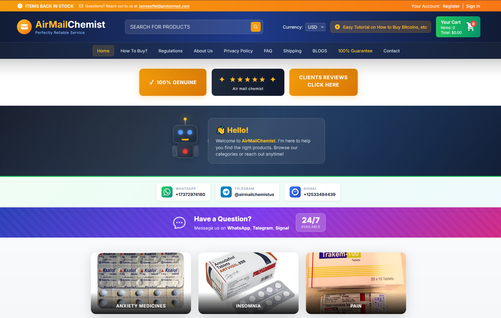 AirMailChemist homepage navigation