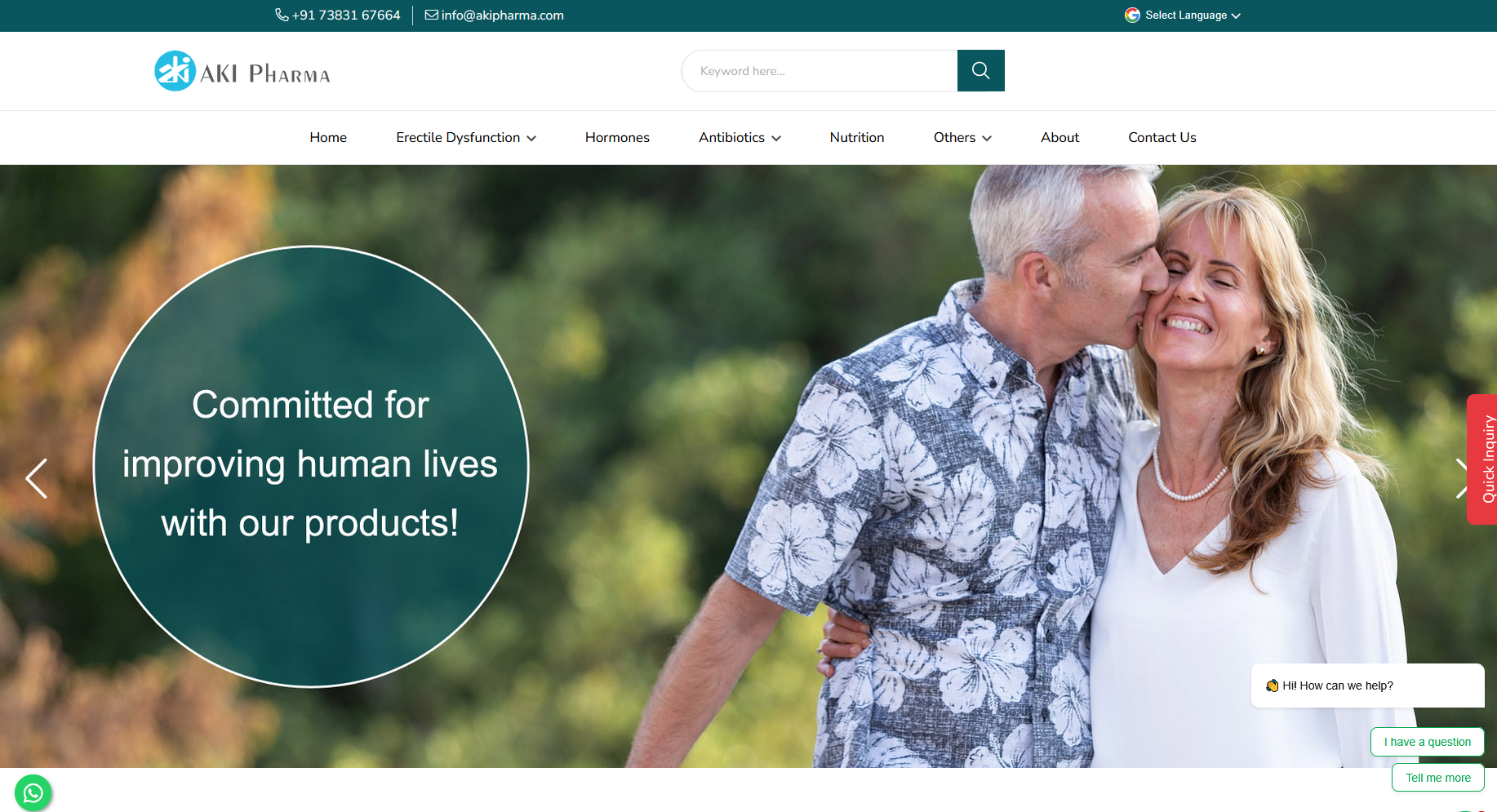 AkiPharma homepage layout
