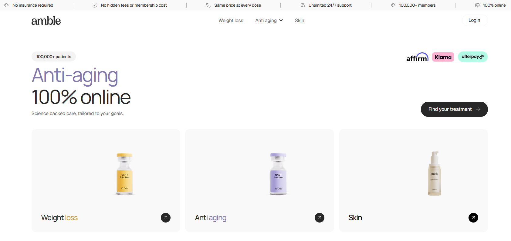 Amble Health website interface