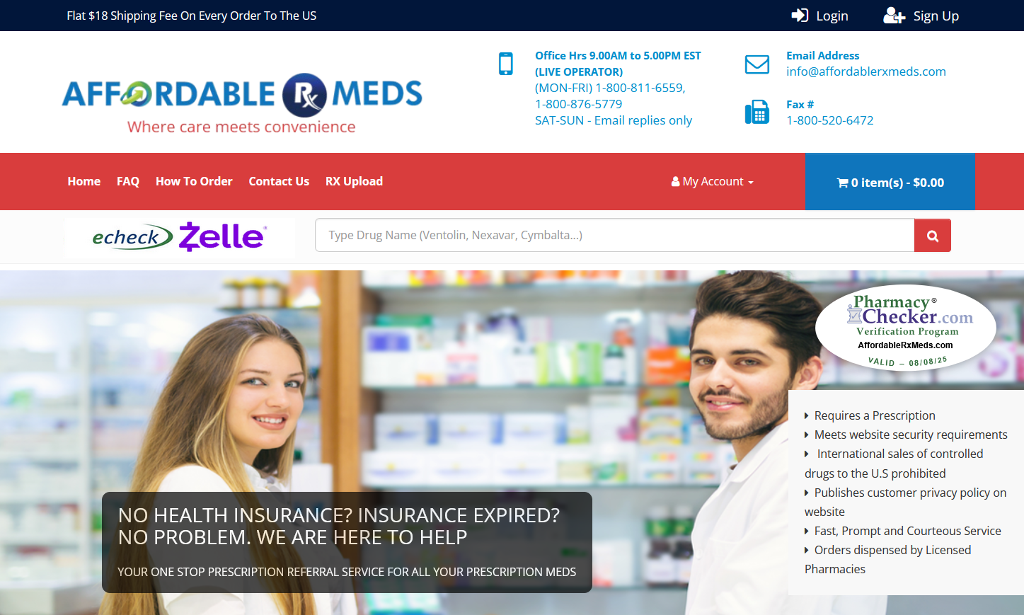 AffordableRxMeds homepage interface