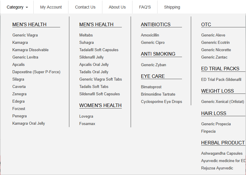Product category listing page