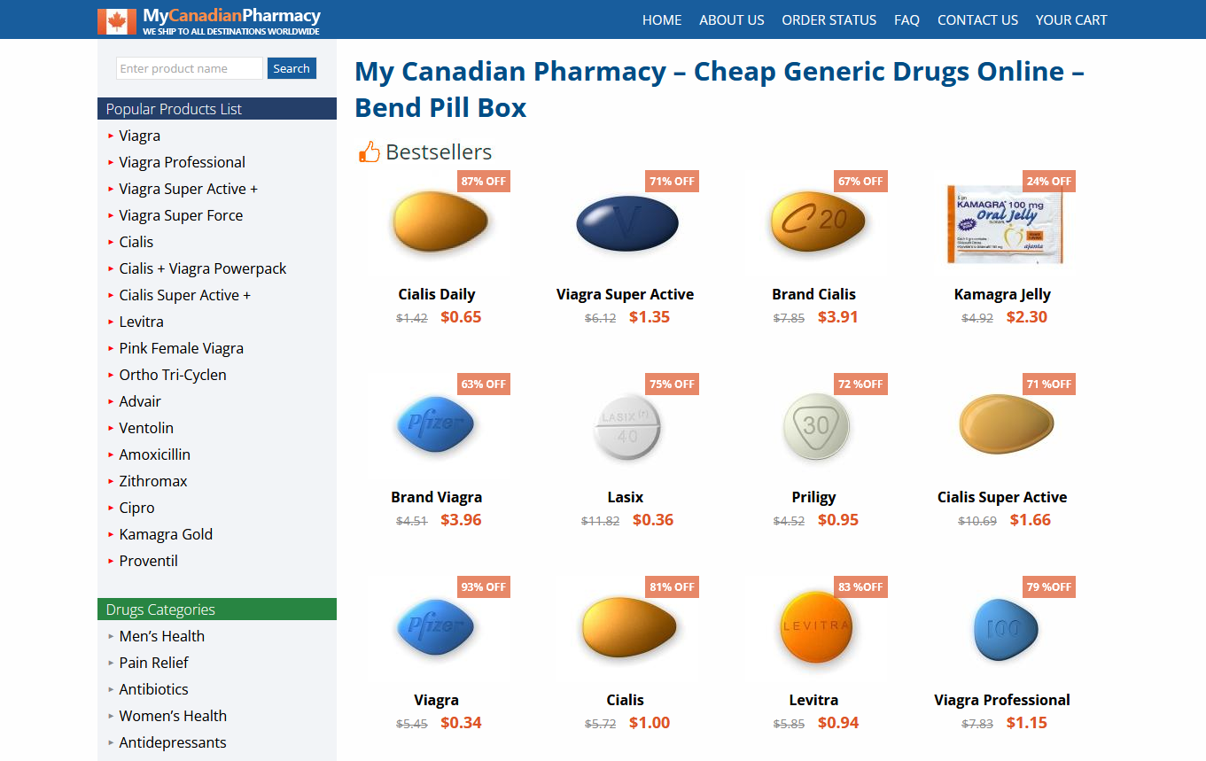 BendPillBox homepage category navigation