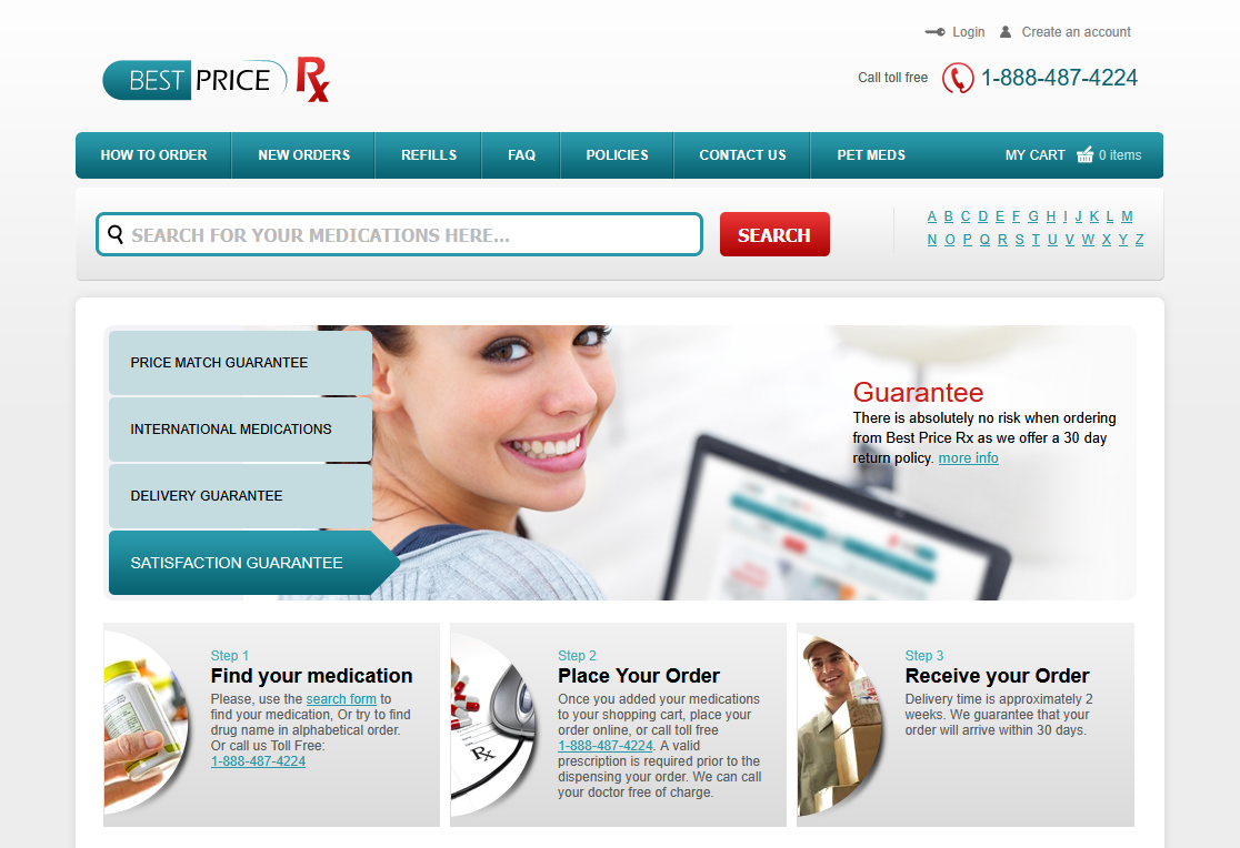 BestPriceRx homepage interface