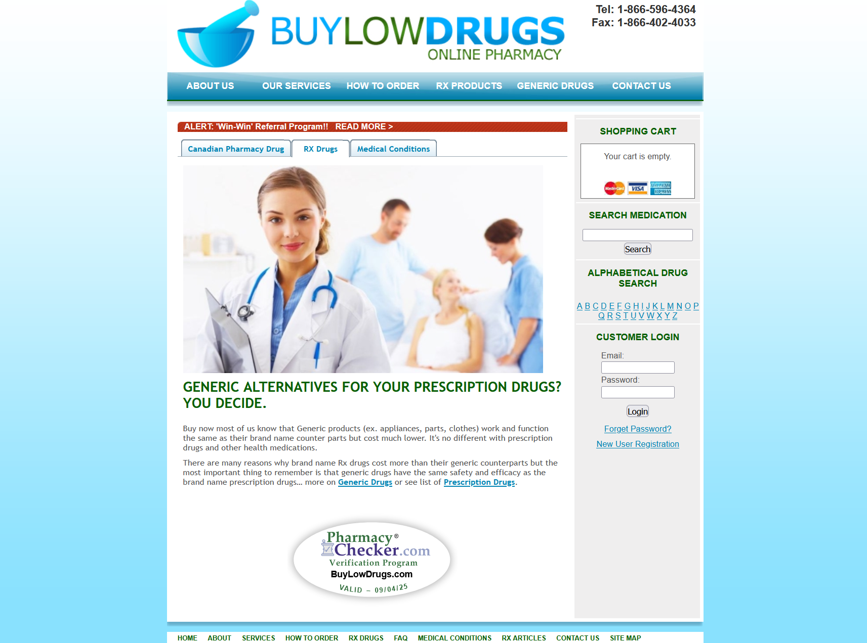 BuyLowDrugs homepage interface