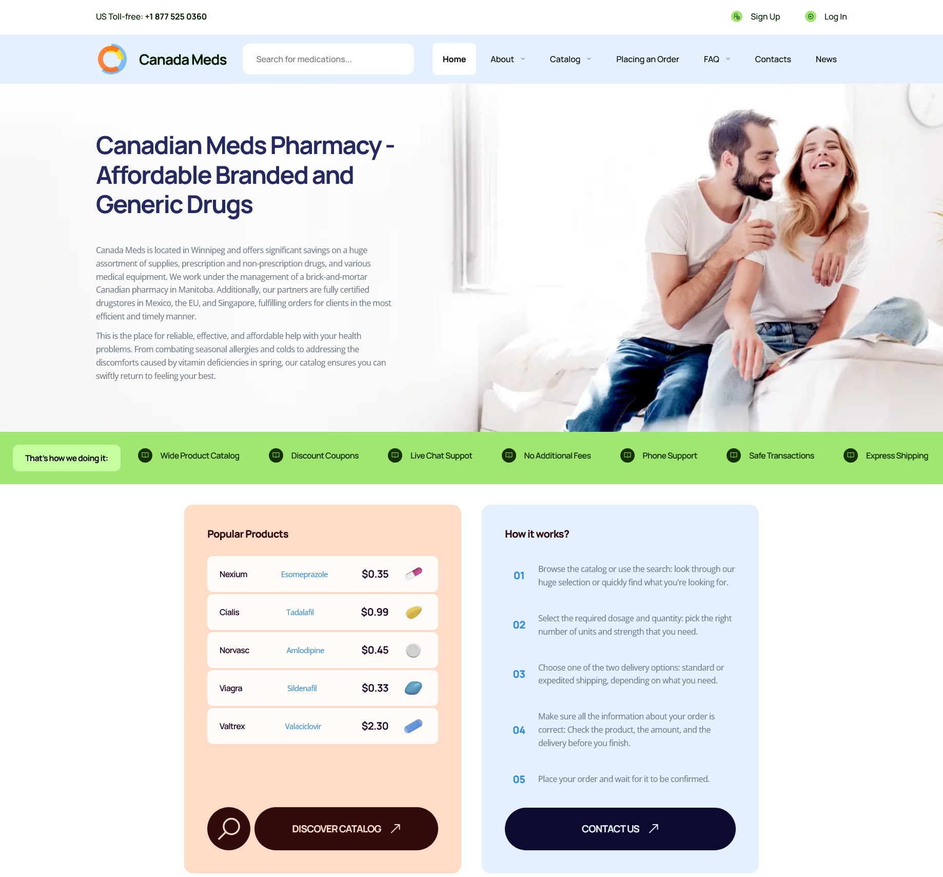 CanadaMeds homepage interface