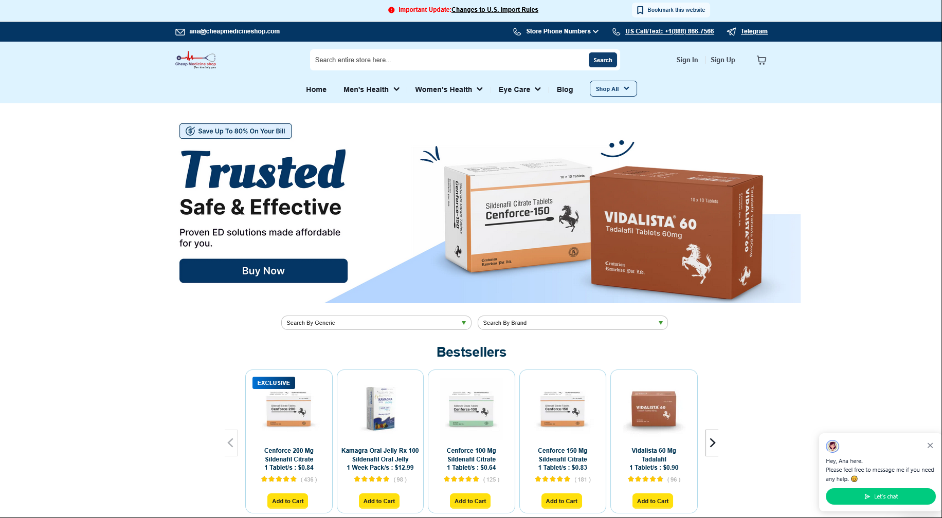 CheapMedicineShop homepage interface