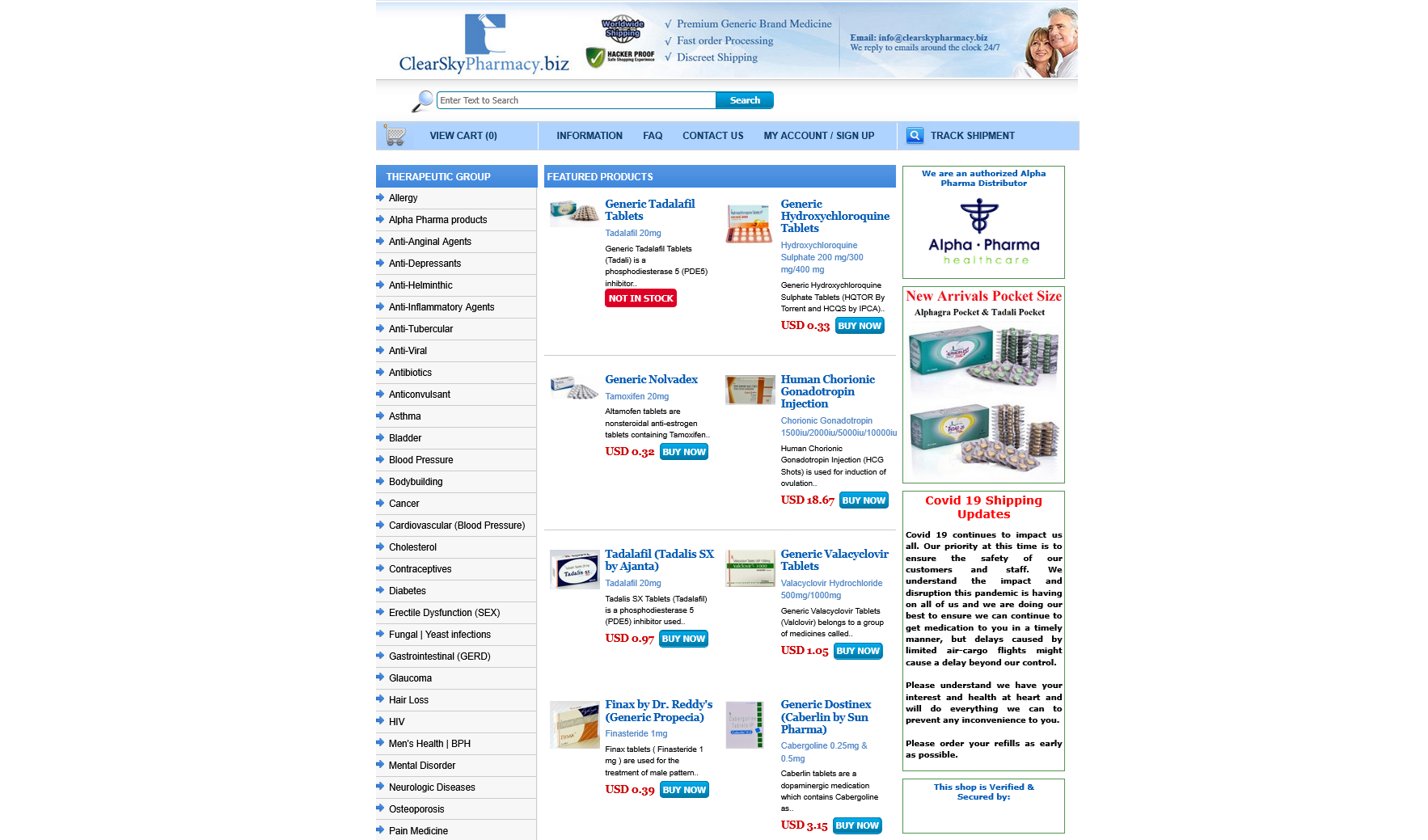 ClearSkyPharmacy homepage interface
