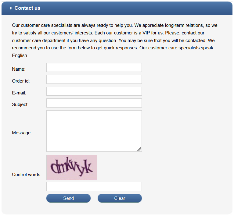 Customer support and policy links