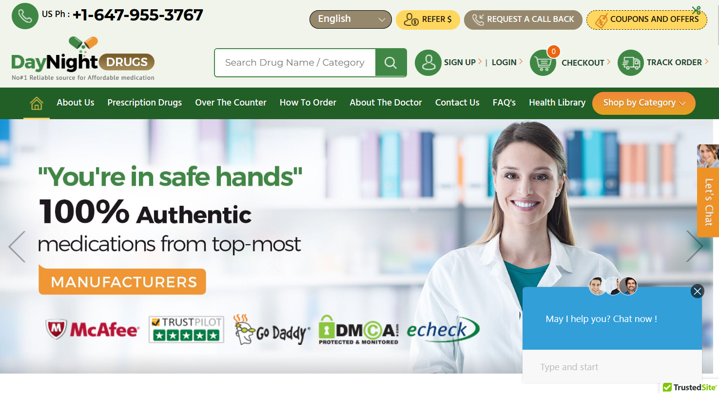DayNightDrugs homepage interface