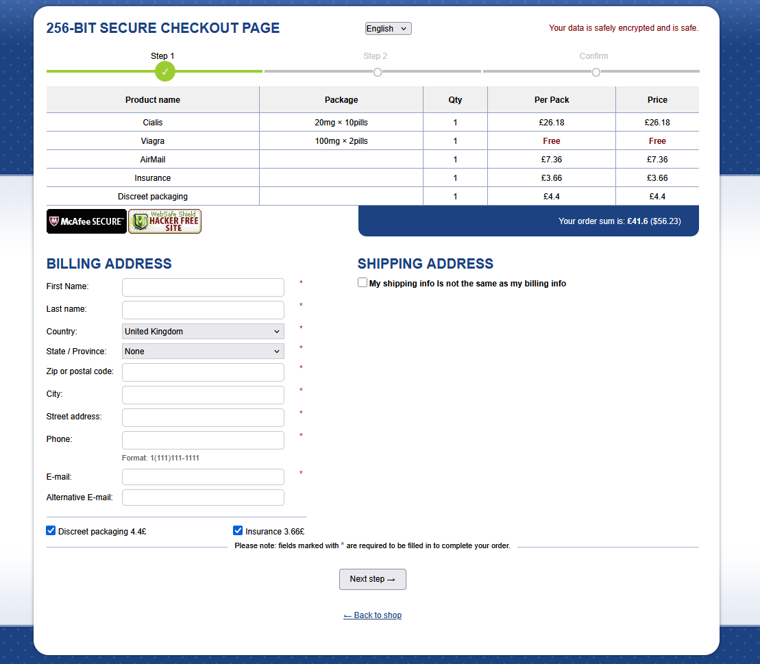 DrNoRx checkout and policy page