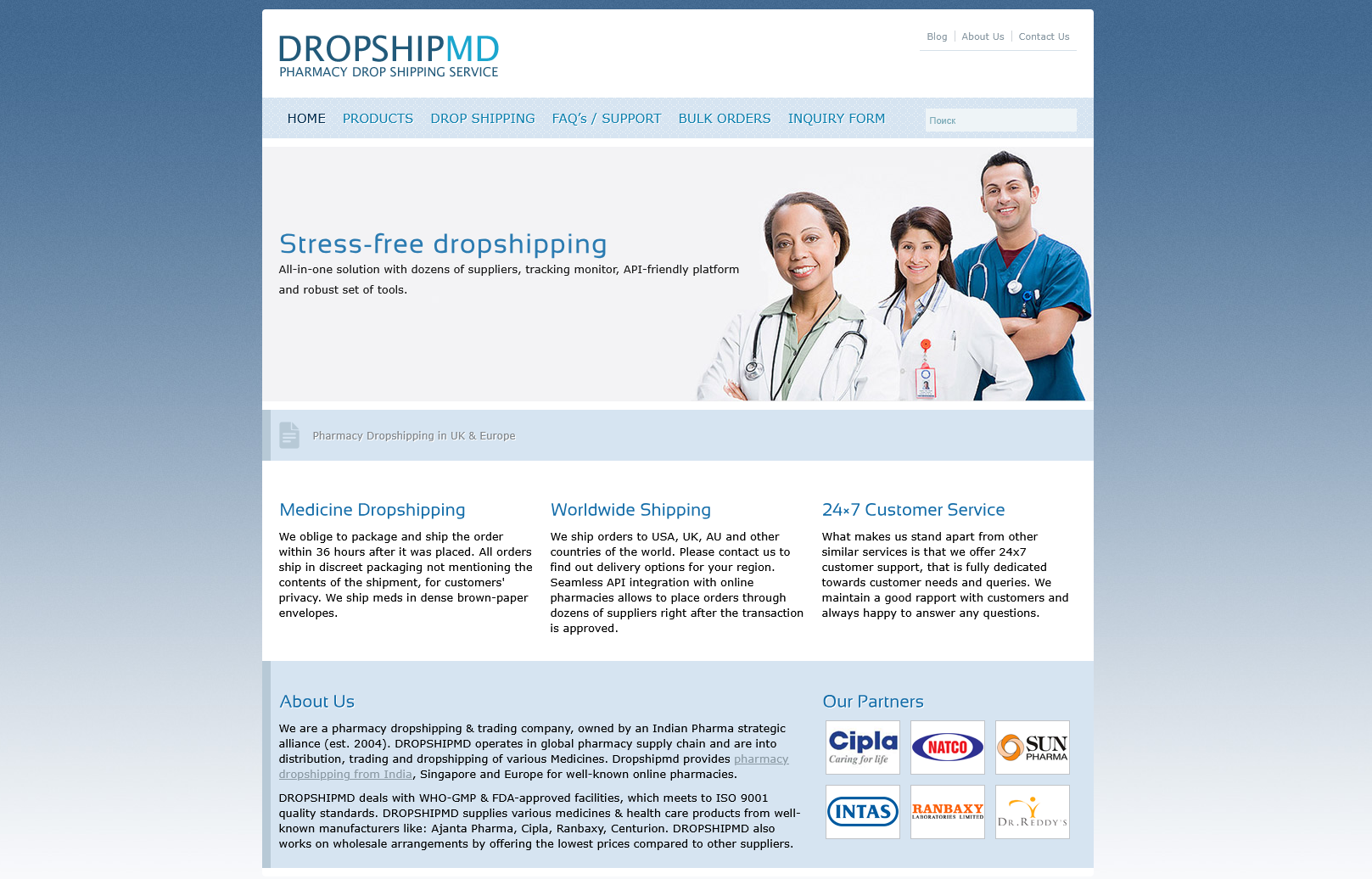 DropshipMD homepage interface