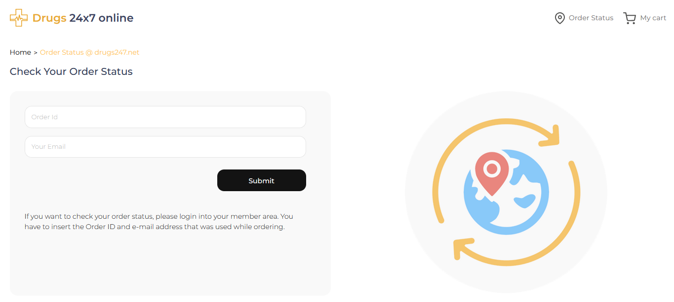 Drugs247 order tracking interface