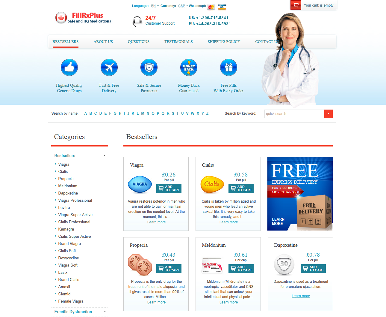 FillRXPlus homepage layout