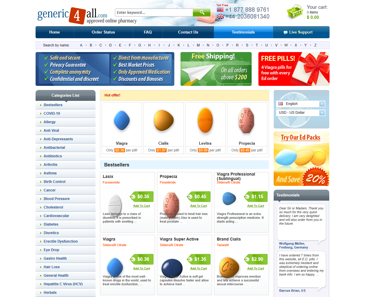 Generic4All homepage layout