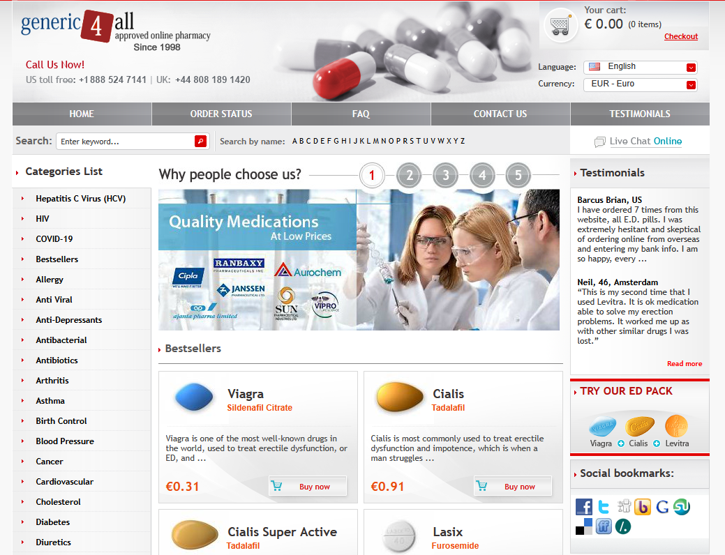 Generic4All Global homepage layout