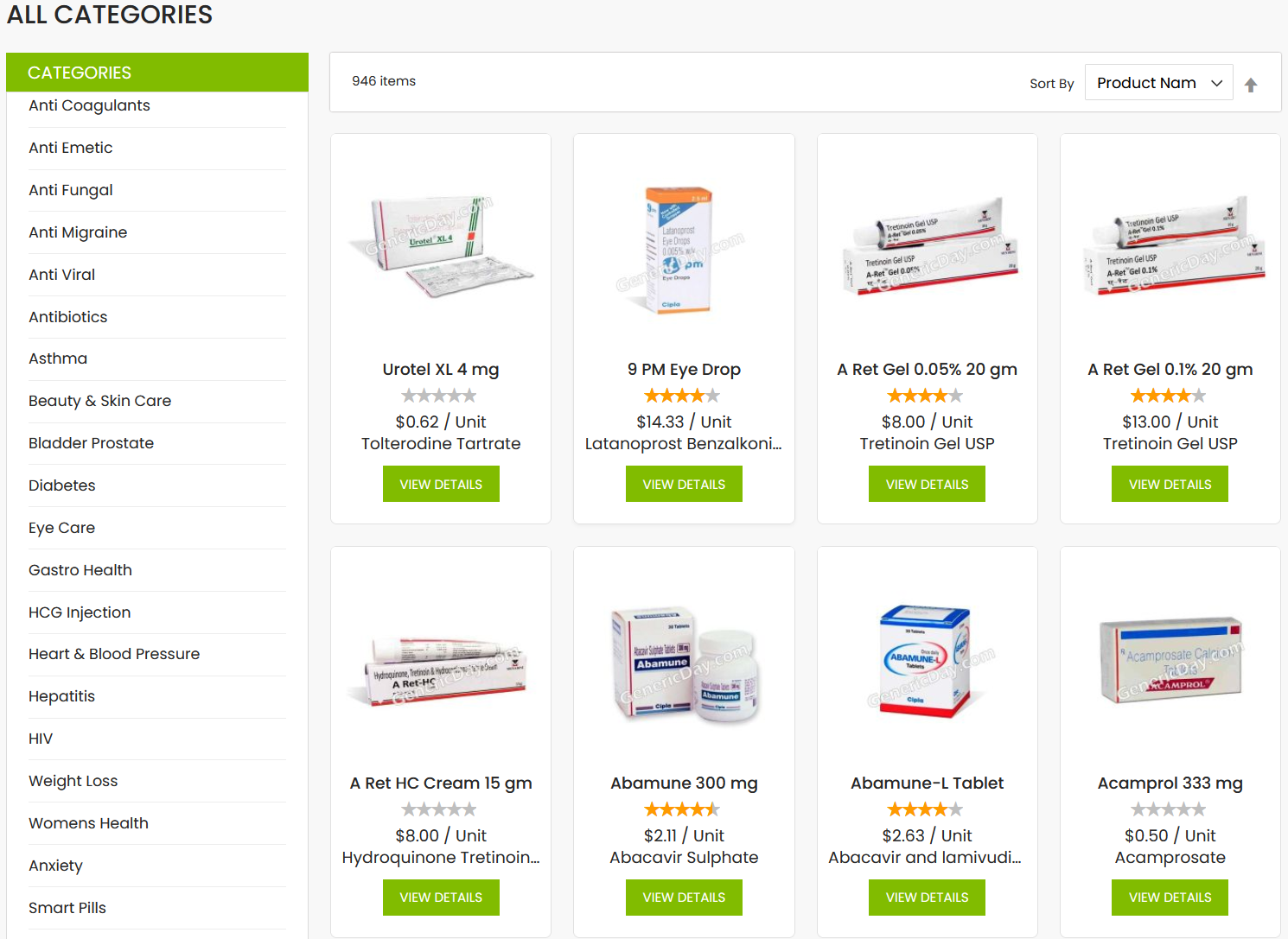 Product category navigation