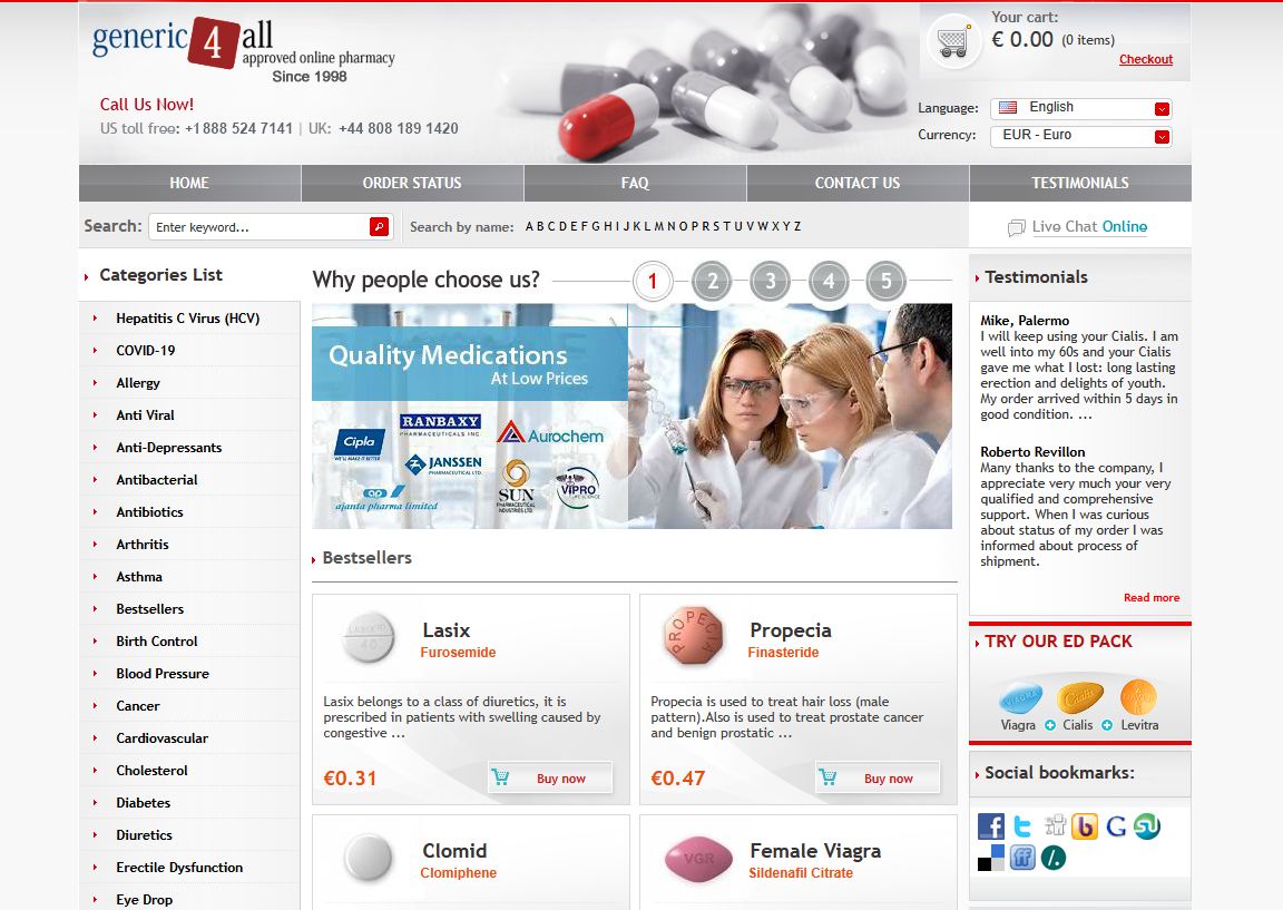 Generics4All homepage layout
