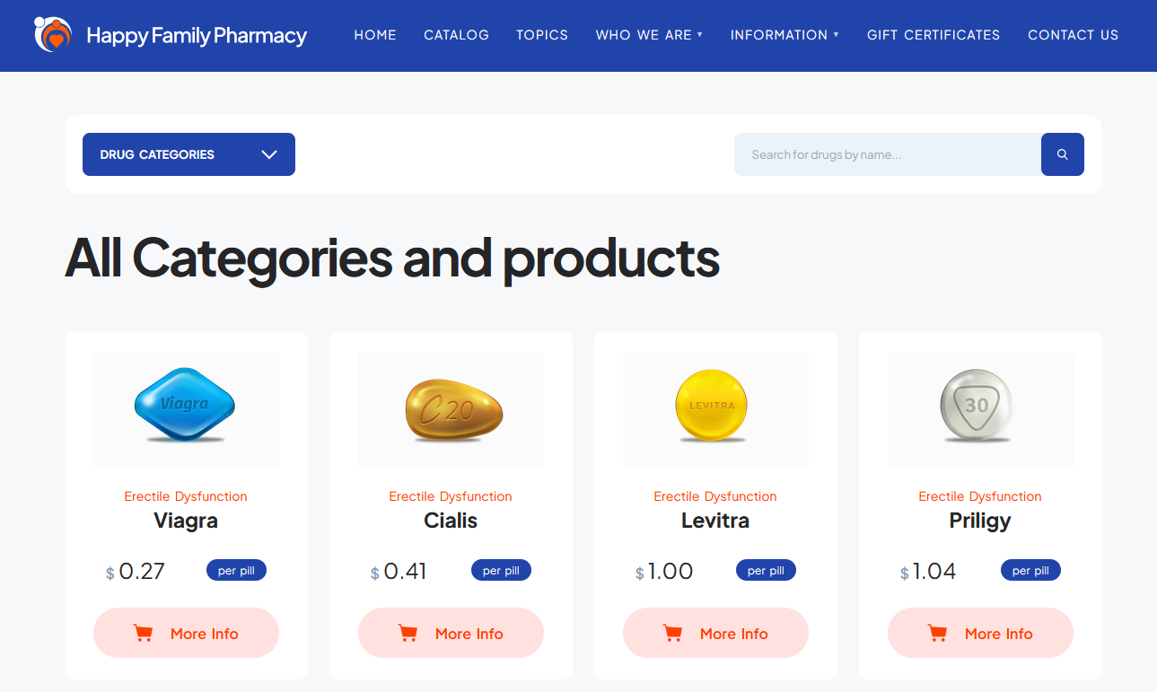 Happy Family Pharmacy website homepage