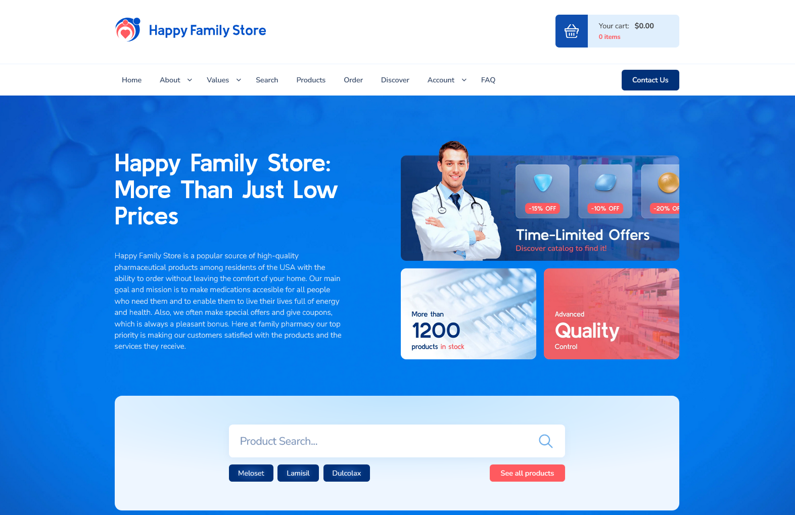 HappyFamilyStore homepage screenshot