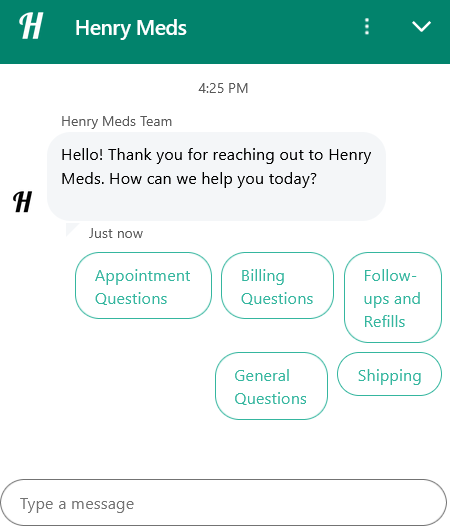 HenryMeds Live Chat