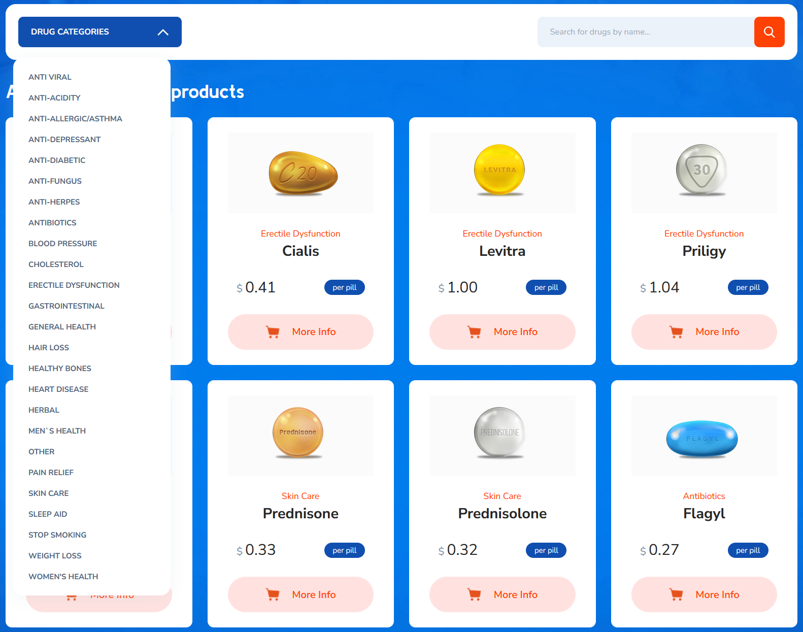 Product categories displayed on HappyFamilyStore