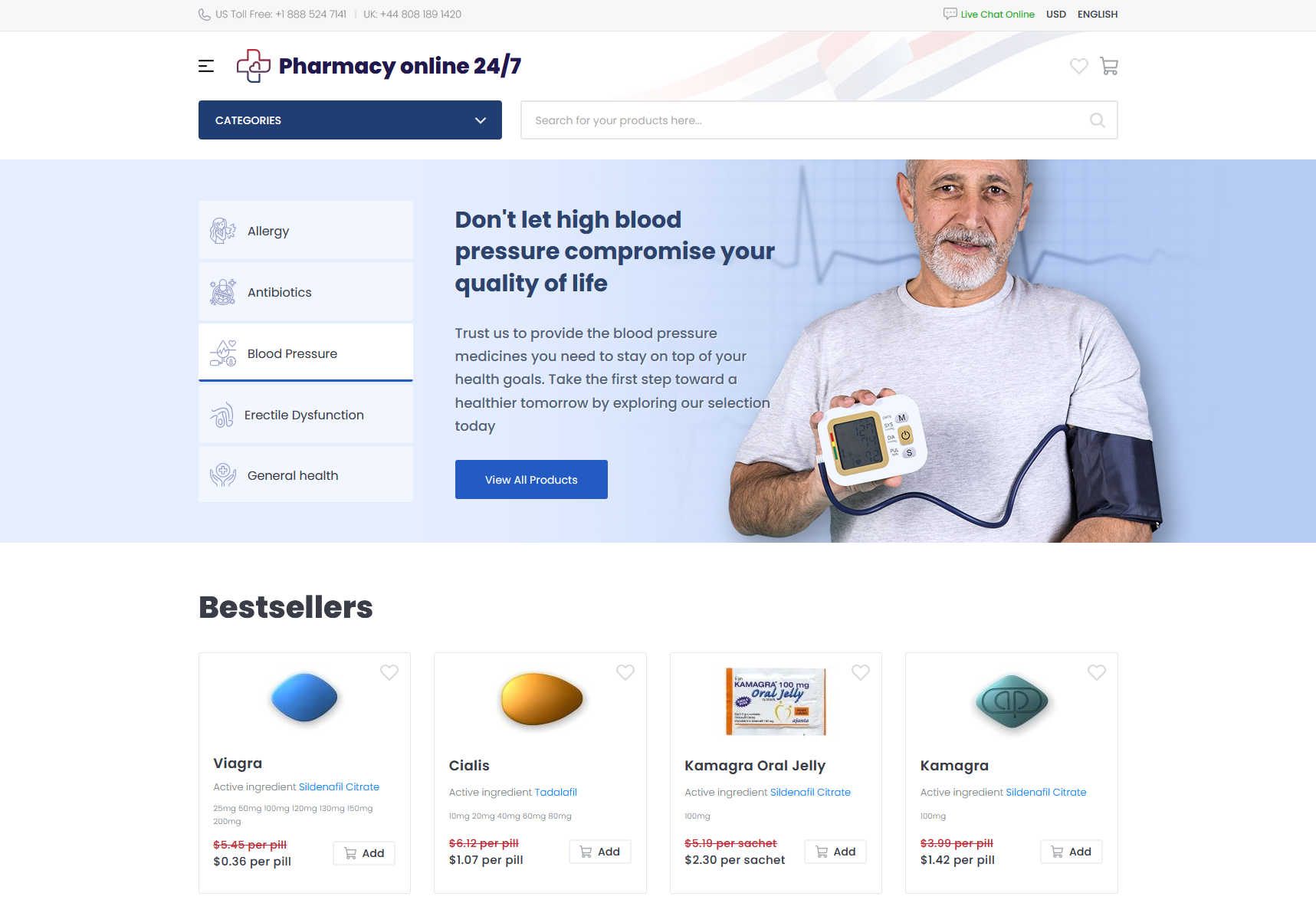IndiaGenericMeds homepage interface