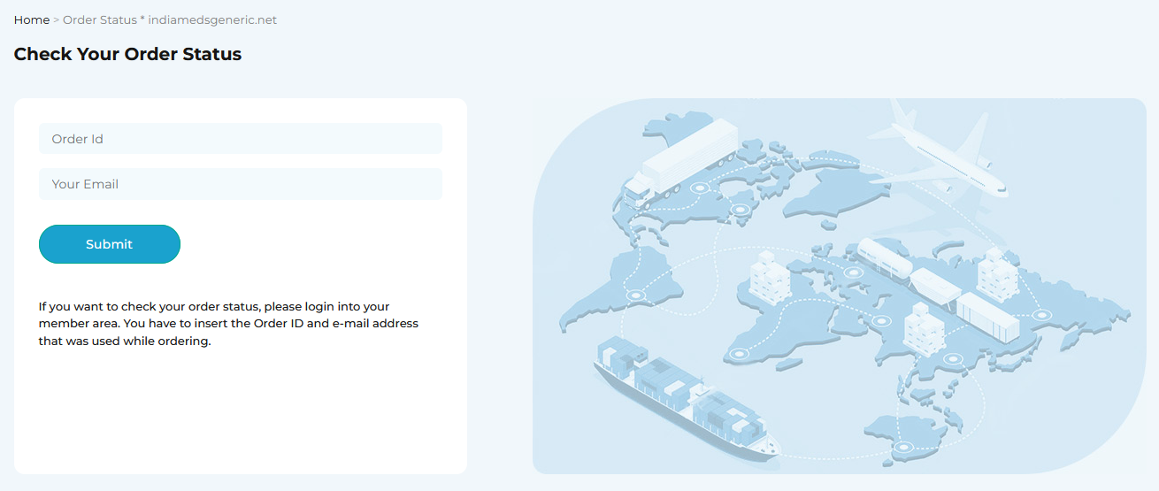 IndiaMedsGeneric order tracking interface