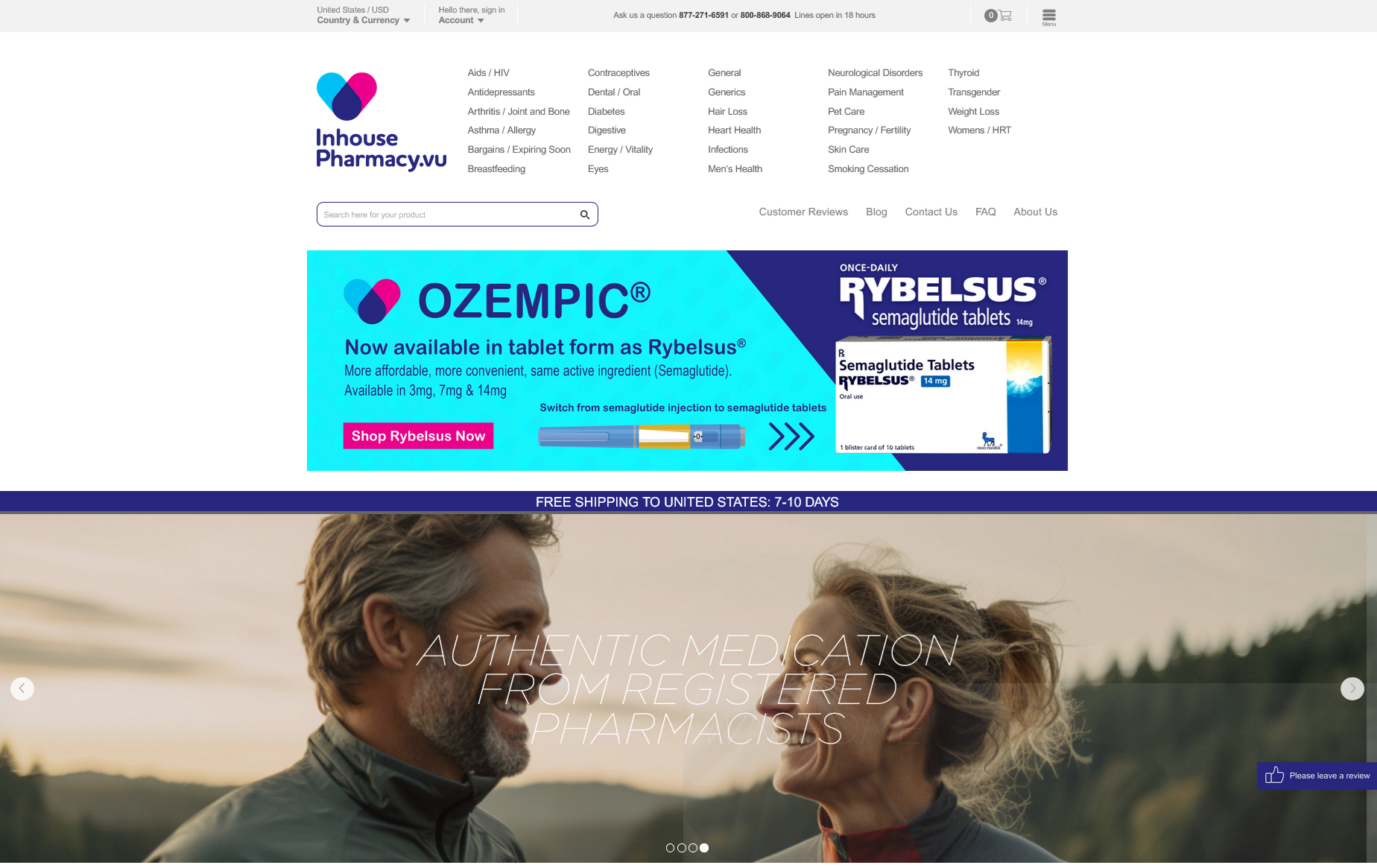 InhousePharmacy homepage interface