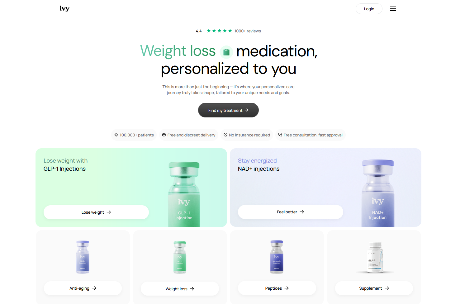 IvyRx website homepage interface