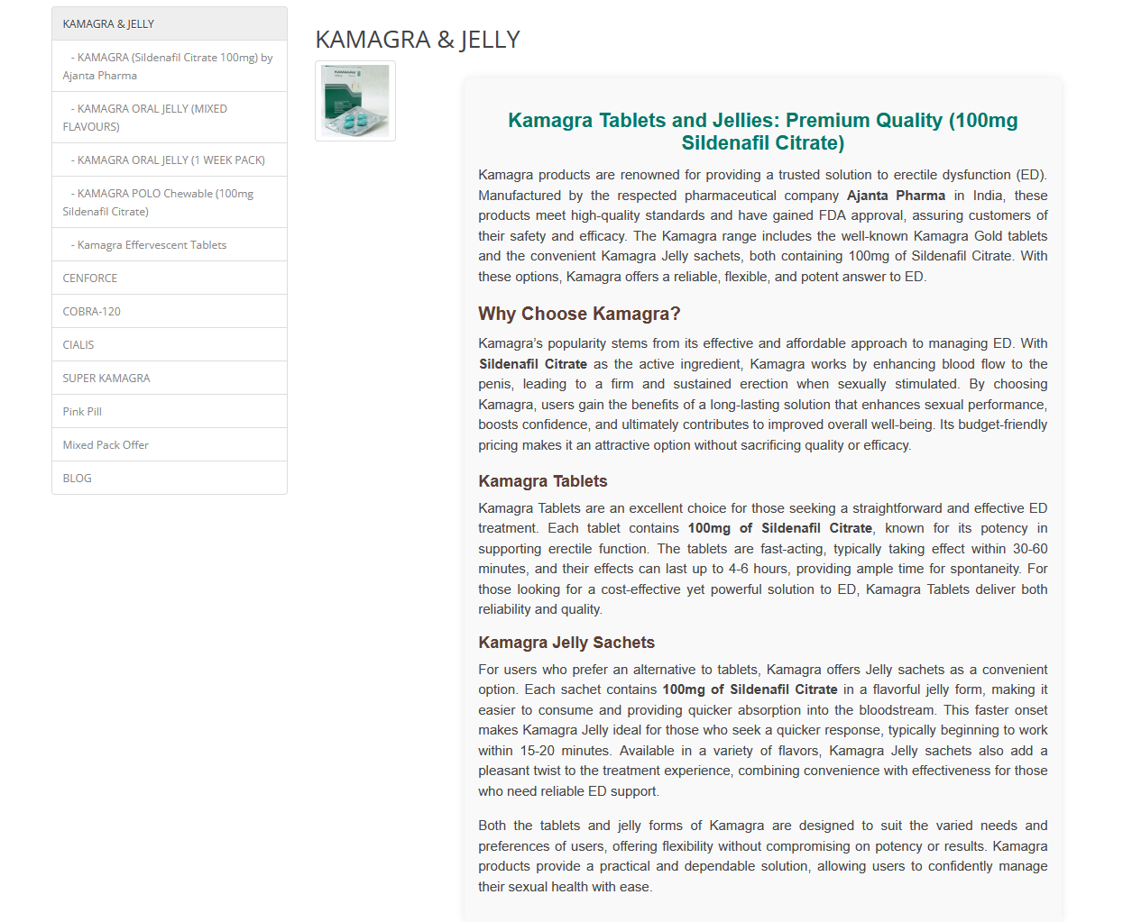 Product category listing page