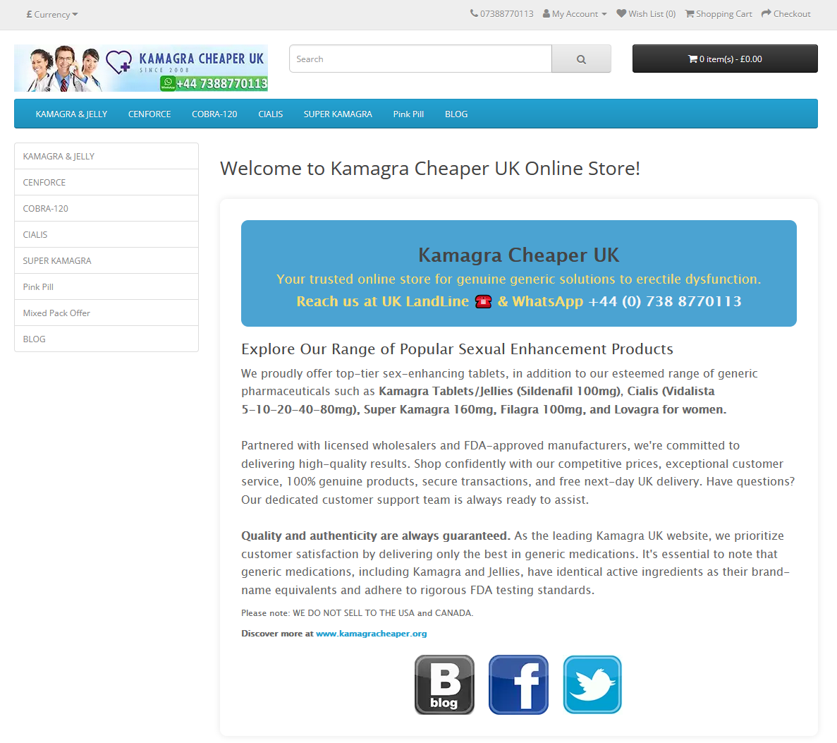 KamagraCheaper homepage layout