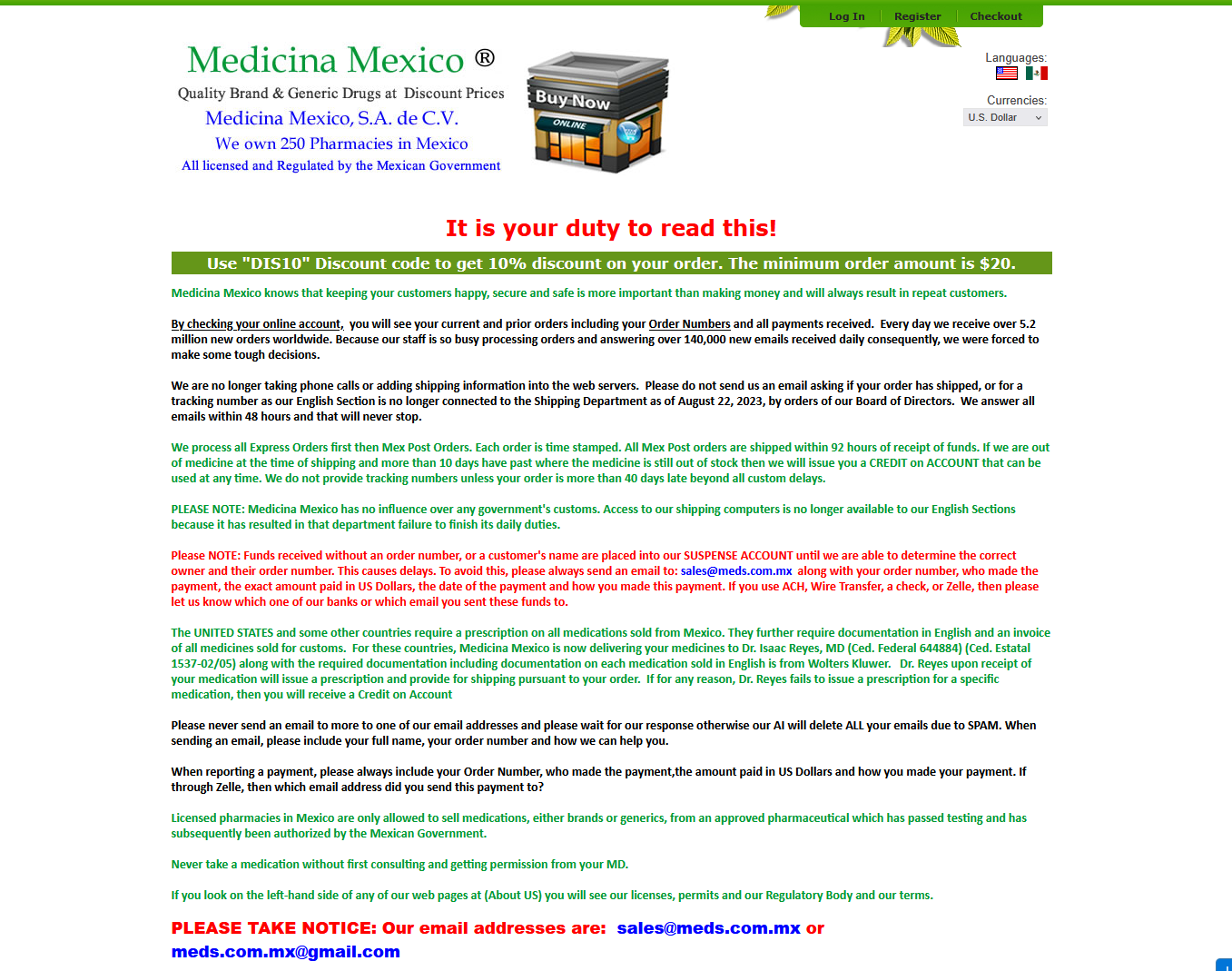 MedicinaMexico homepage layout