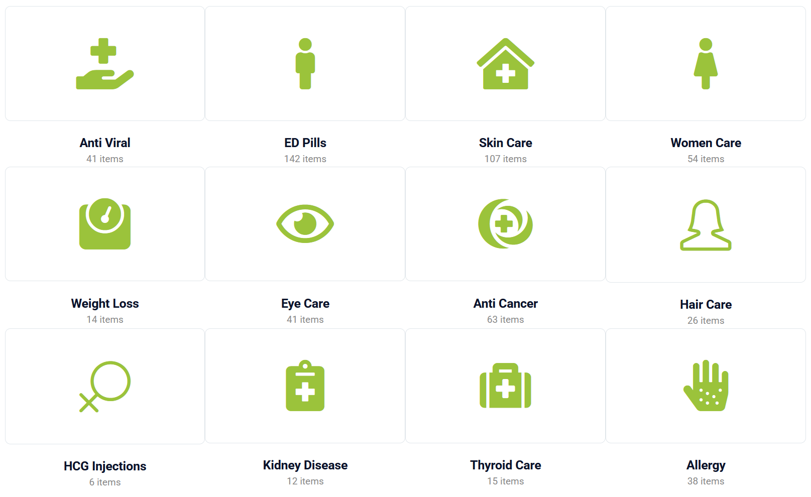 Product categories page