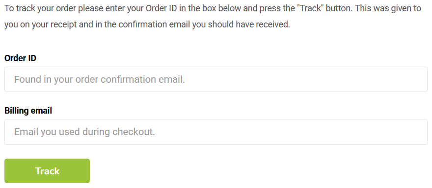 Order tracking interface