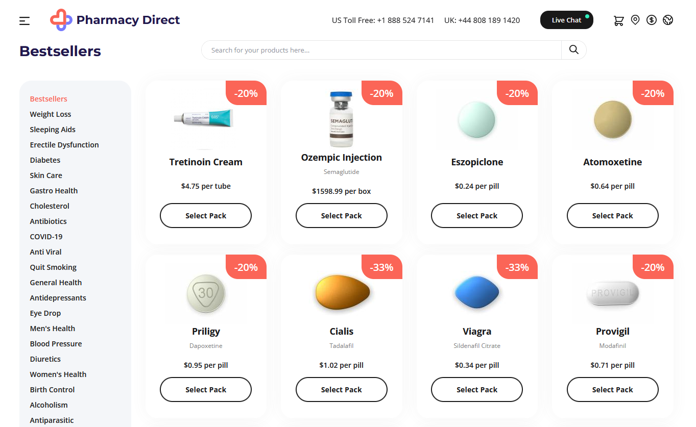 MedsForSale homepage interface