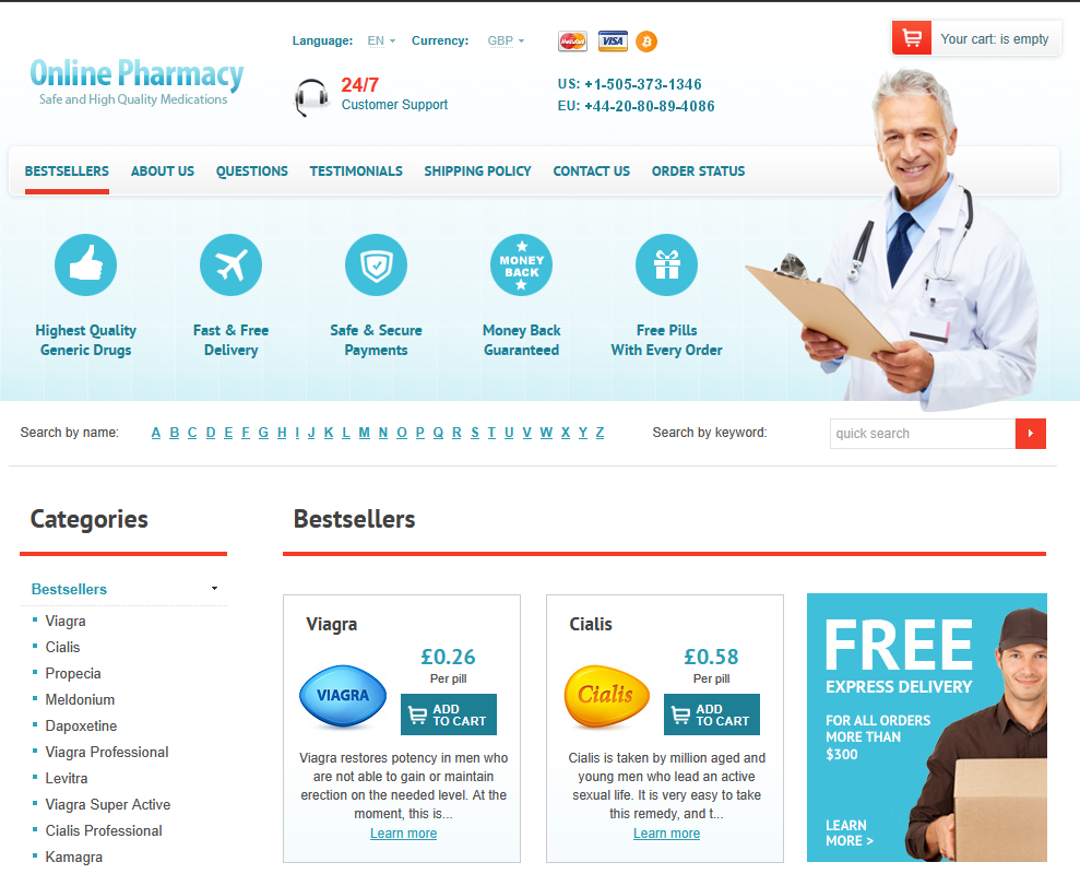Medstore 24h homepage layout