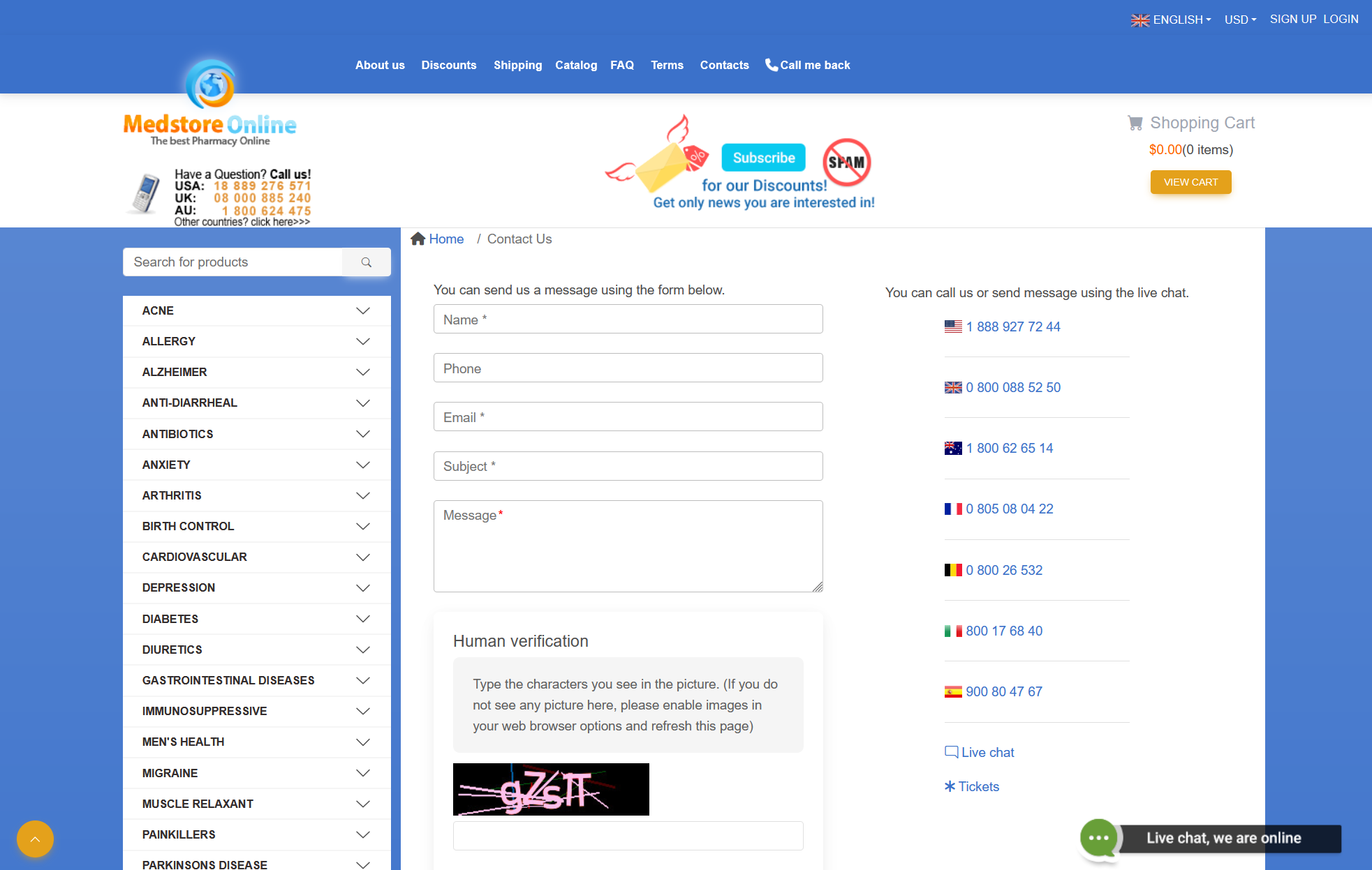 MedStore Online support dashboard