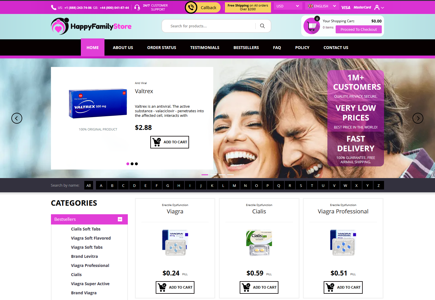 Medstore 365 homepage layout