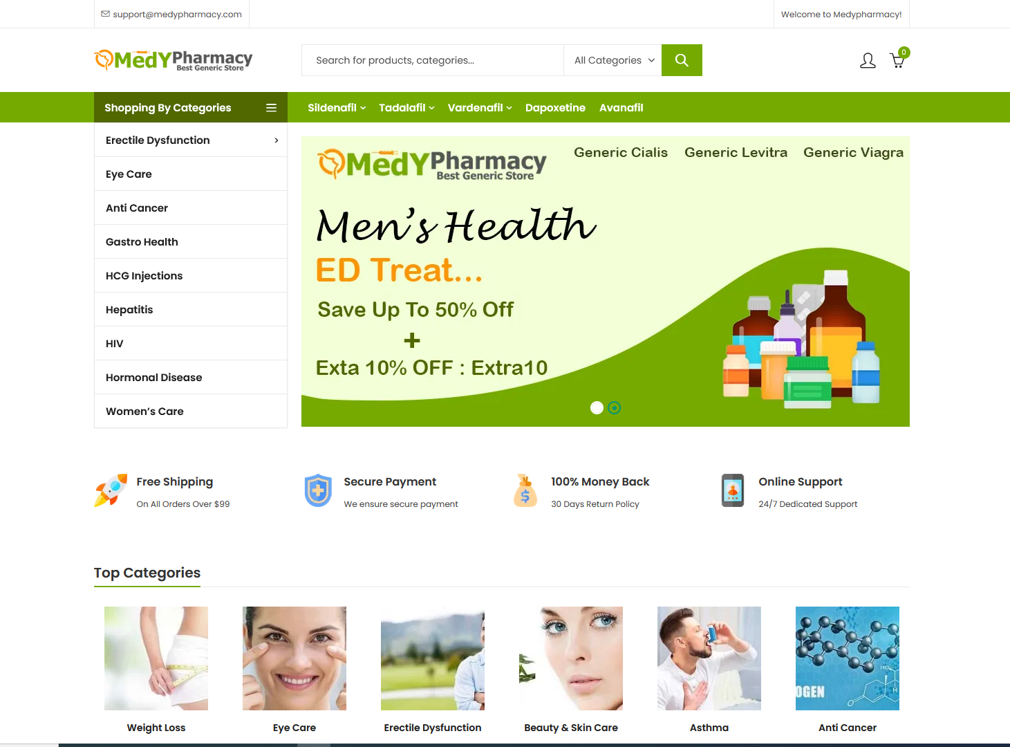 MedyPharmacy homepage layout