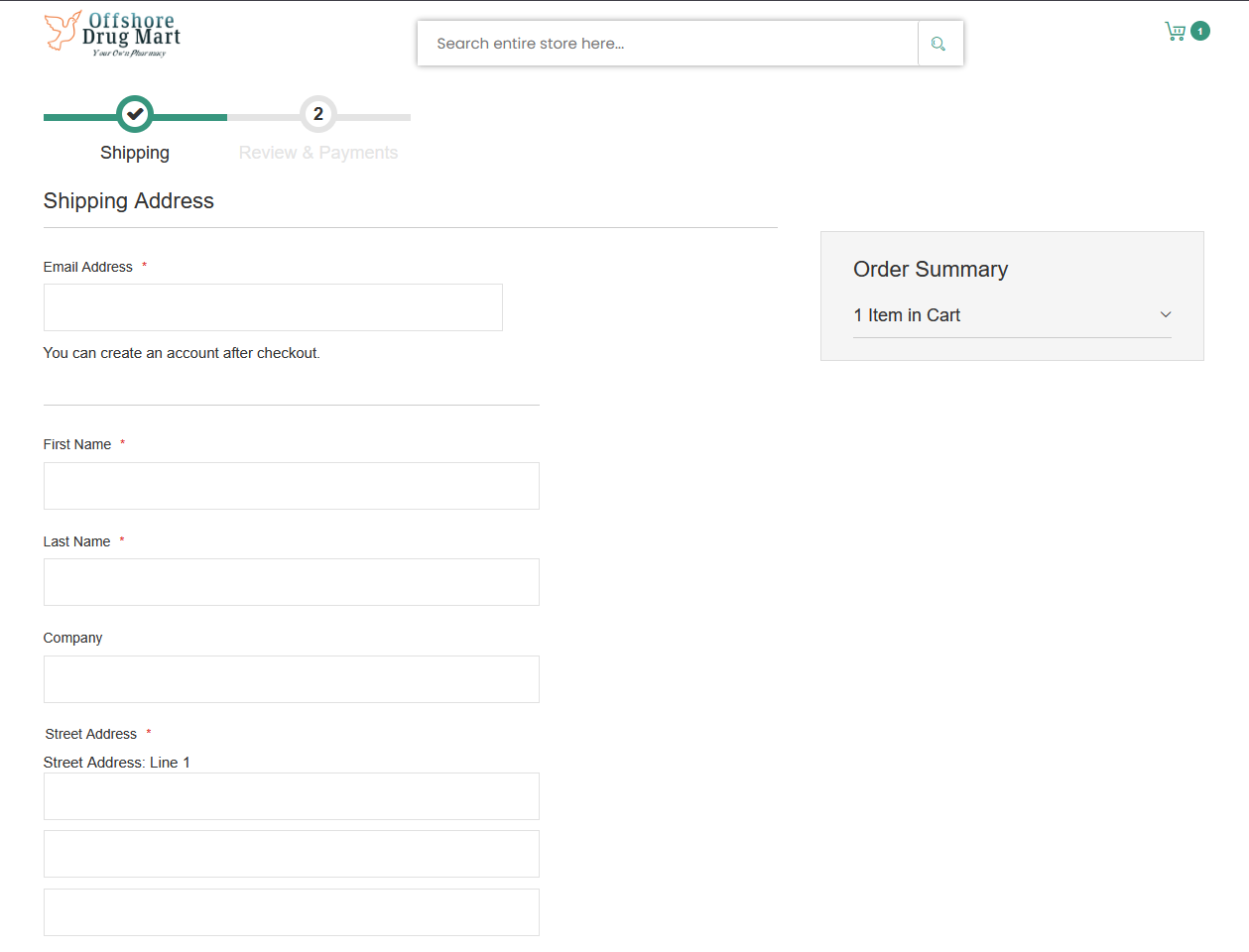 OffshoreDrugMart secure checkout process