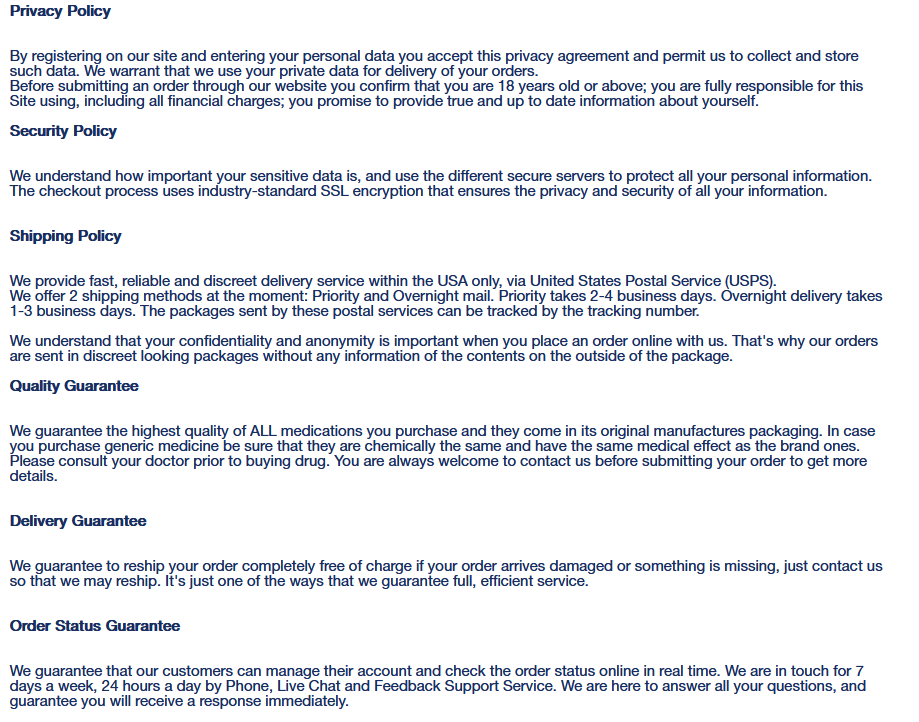 PerthMeds customer support and policy page