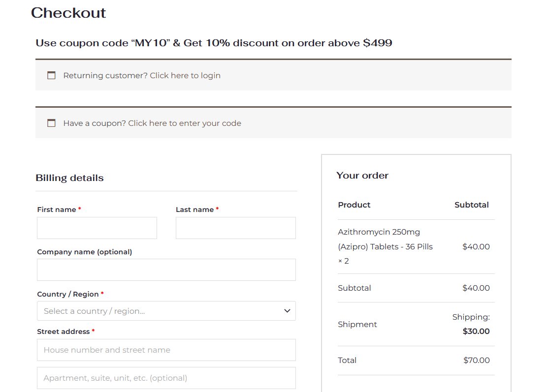 PharmacyOnEarth secure checkout and payment options