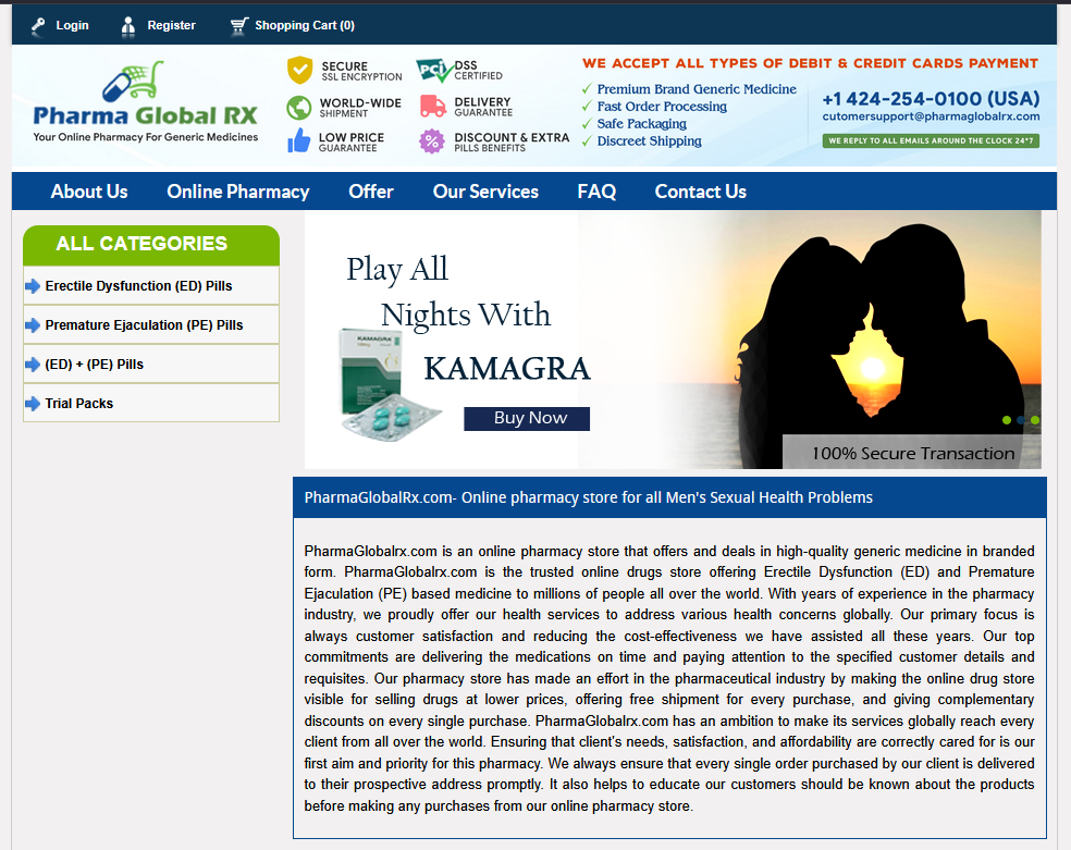 PharmaGlobalRx homepage layout
