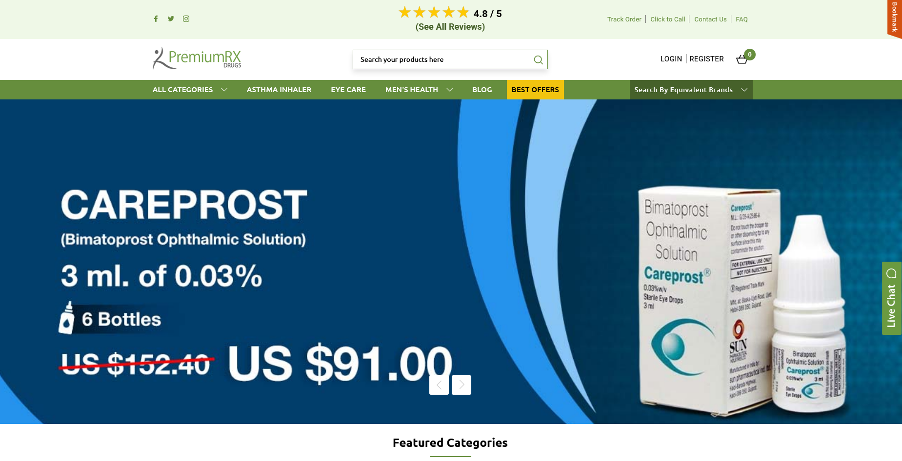 PremiumRxDrugs homepage interface