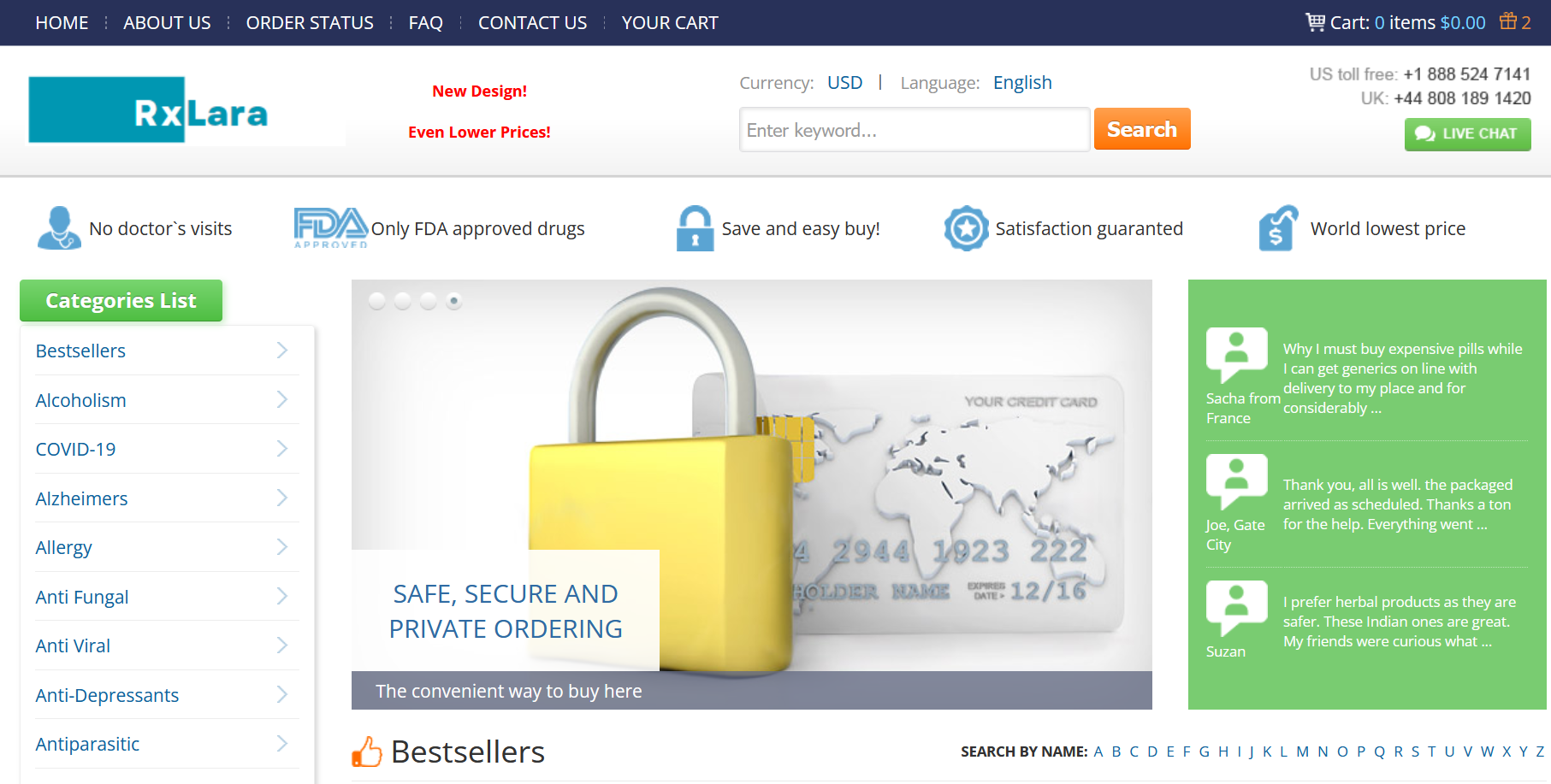 RxLara homepage interface