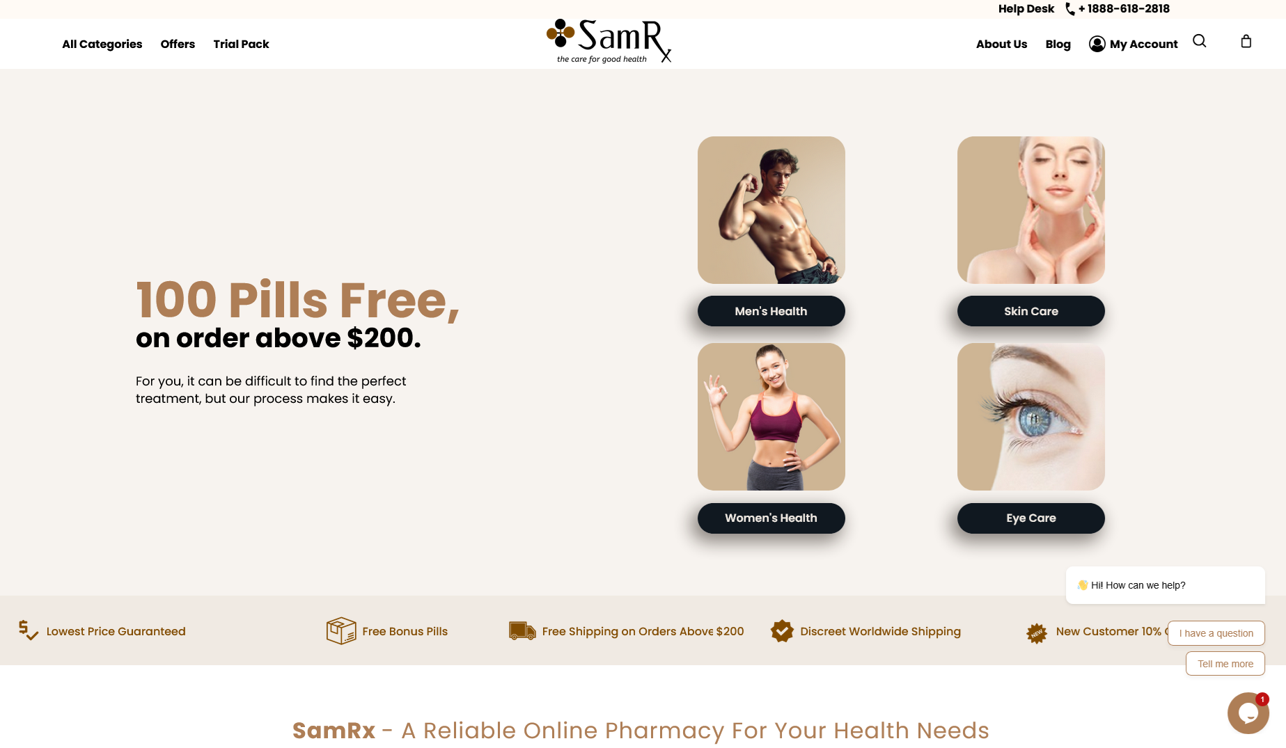 SamRx homepage interface on a laptop