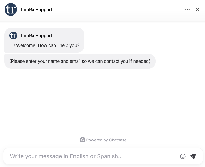 TrimRx Live Chat Support